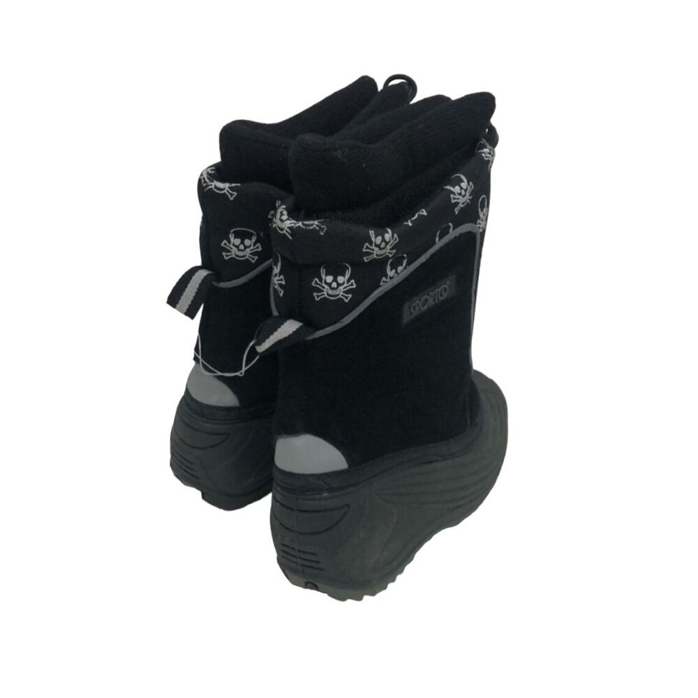 Sporto Womens 7 Skully Winter Snow Boots Black/White Skull Print Waterproof Pull - Picture 3 of 10